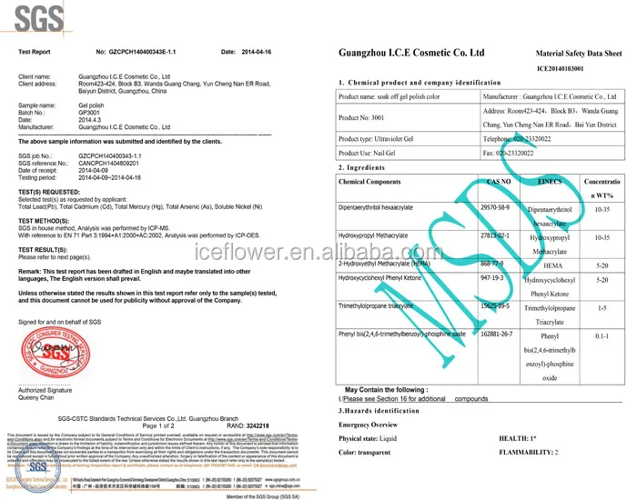 SGS+MSDS