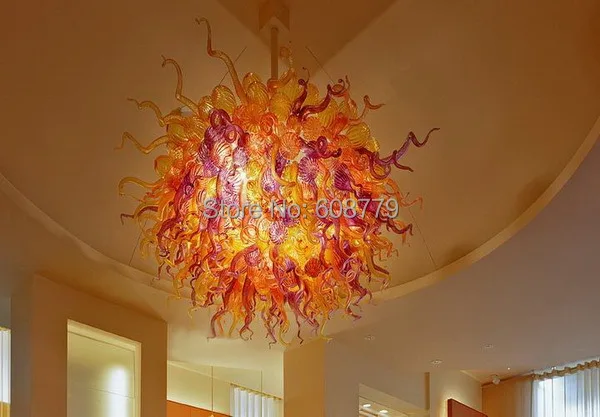 Круглая Форма Murano Огни Рука Выдувное Стекло Античный Люстра