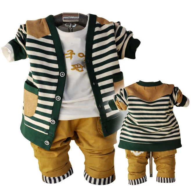 Anlencool/Коллекция 2019 года, пальто Roupas Meninos, новая Корейская одежда для малышей, весенний кардиган в полоску из трех предметов, брендовая