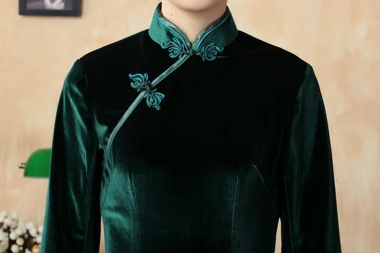 Шанхай история традиционное китайское Платье велюровое cheongsam платья Ципао китайское платье Чонг-сам китайское платье 5 цветов