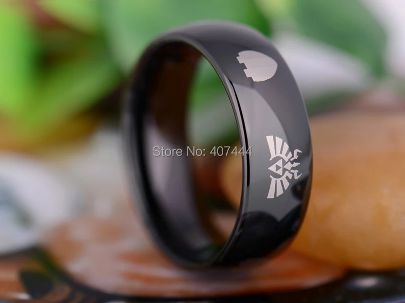 Бесплатная доставка YGK JEWELRY Лидер продаж 8 мм черный купол Легенда о Zelda Для мужчин новый кольцо Вольфрам обручальное кольцо из карбида