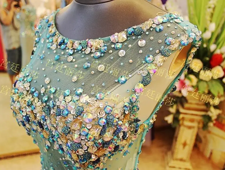 Роскошный кристалл rhinestone свадебные платья формальные невесты красный длинные сексуальные вечерние платья партии платья пром платья