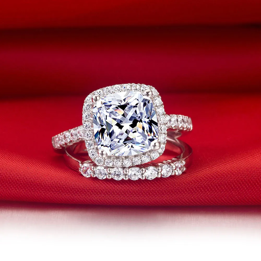Замечательный 1 карат, подушка с вырезами NSCD красивый бриллиант кольца для женщин помолвка с идеальной лентой кольцо прекрасный дизайн