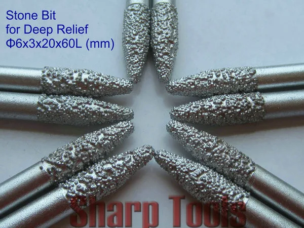 Sharp-TOOLS 5pc 20 Degree Diamond CNC Router Bits for CNC Marble Tile Stone Carving Tools 3D MillingLetters Engraving Embossing