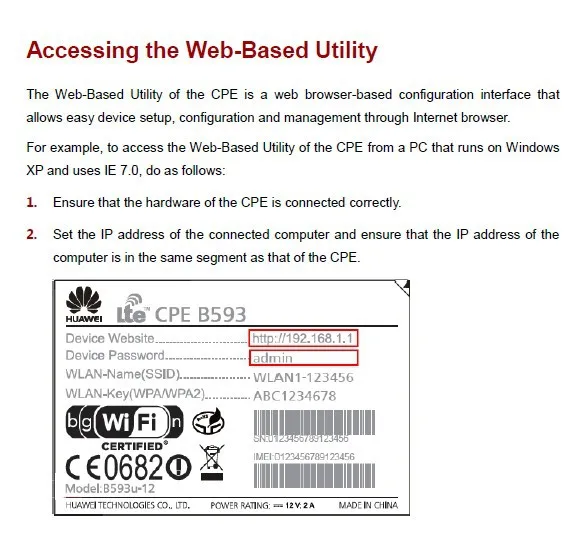 Huawei B593s-12 4 аппарат не привязан к оператору сотовой связи FDD 800/900/1800/2100/2600 МГц Мобильный маршрутизатор/шлюз