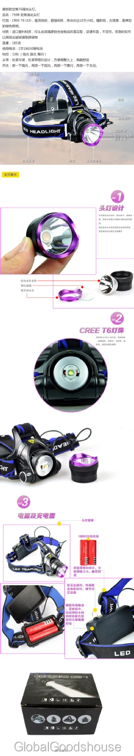 30 компл./лот CREE XML-L2 алюминиевые чашки светло-фиолетовый фар 10 Вт фары дальний выстрел+ 2x18650+ Зарядное устройство