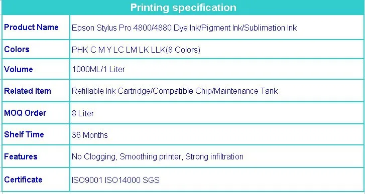 epson 4800 4880 inks