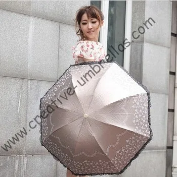 Superlight солнца, 100% солнцезащитный крем, UPF> 50 +, ladies'parasol, 8 К ребра, черный серебряное покрытие, карман зонтик, УФ-защита, арочные завязки