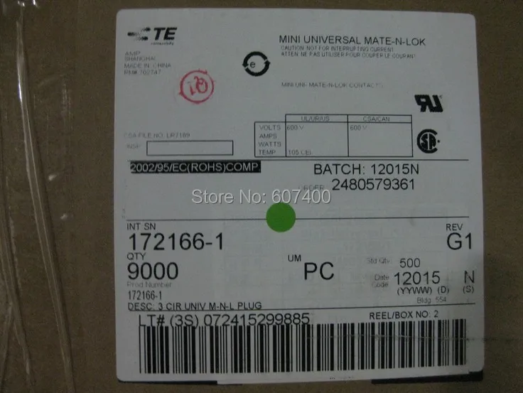 172166-1 штекер 3POS MINI UNIV-MATE корпуса TYCO TE корпуса АМР разъемы терминалы новые и оригинальные детали