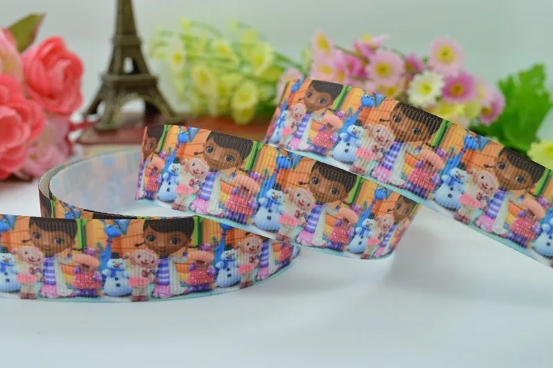 DUWES 7/" 22 мм Doc McStuffins девушка напечатанная лента, лента для волос «сделай сам» материалы для одежды ручной работы 50 ярдов OEM