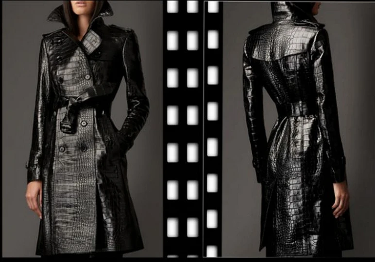 Новая женская Мода Аллигатор же абзац Стиль длинное пальто тонкий ветровка/S-XL