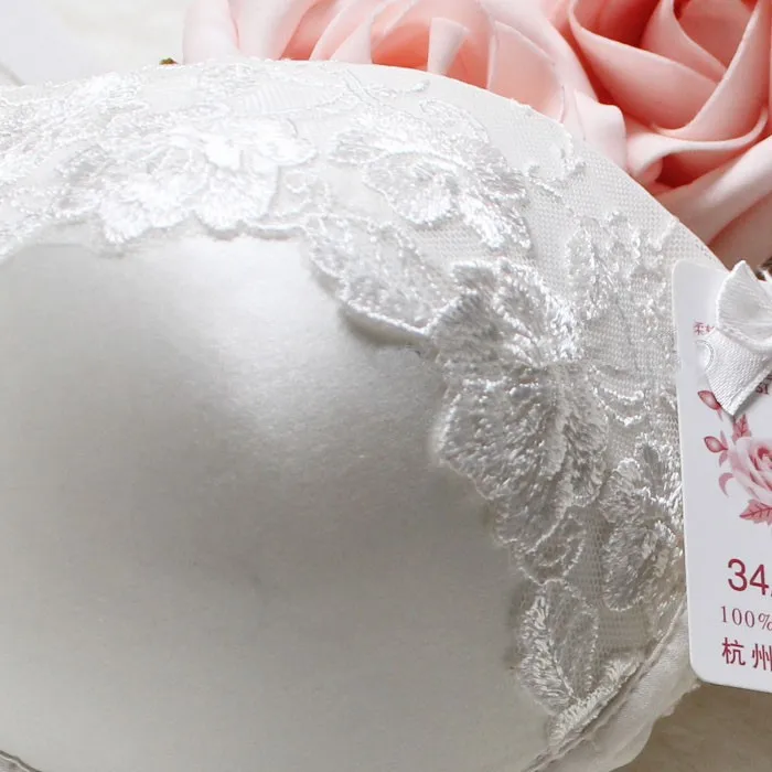 100% silk fresh lace embroidery bra set,100% natural silk bra&brief sets,pure silk double faced health underwear with wire plus size bra and panty sets