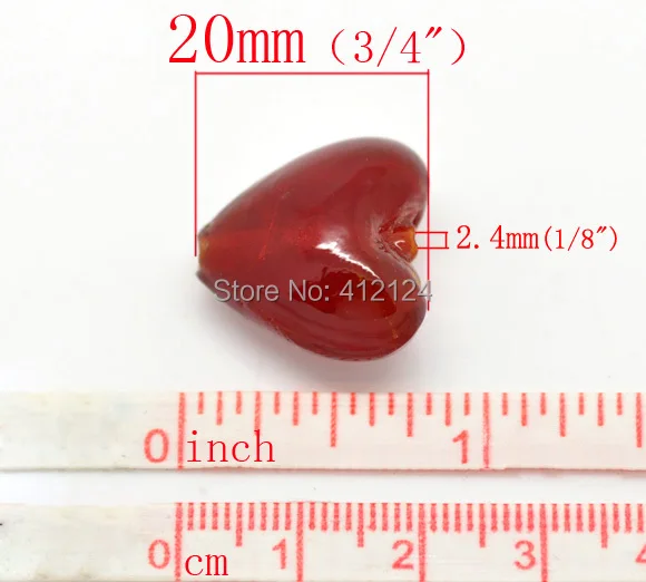 100 шт. темно-красный любовь сердце lampwork Стекло Бусины создание компонентов 20x20 мм