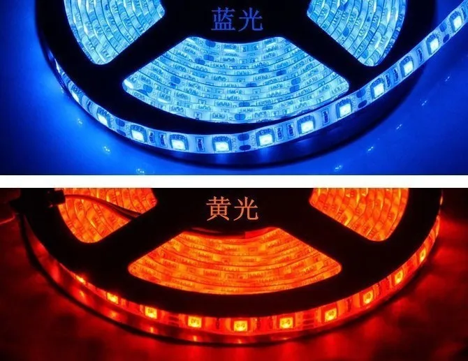 Водонепроницаемый Светодиодные ленты 5050 SMD гибкие свет 60led/m, 5 м 300led, dc 12 В, белый, желтый, красный, зеленый, синий, RGB, теплый белый, холодный