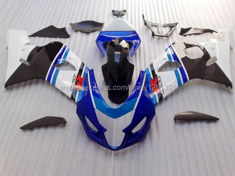 Инъекции Лидер продаж! Мотоцикл комплект обтекателей для SUZUKI GSXR600 750 GSXR600 GSXR 750 K4 04 05 2004 2005 белая, голубая обшивка комплект