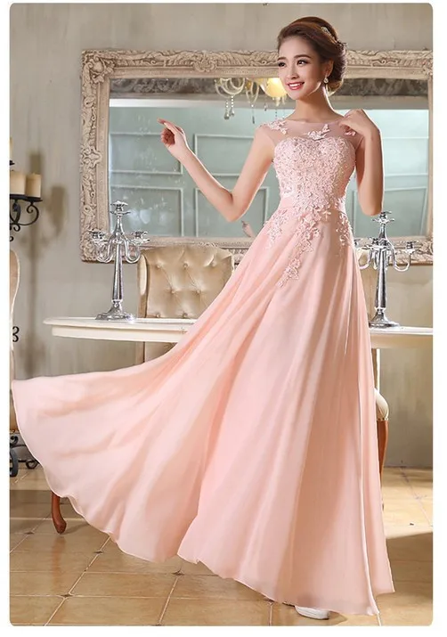 2019 Длина пола Кружева Милая рукавов Scoop шеи аппликация формальный шифон элегантные вечерние платье вечернее платье Большие размеры TK150