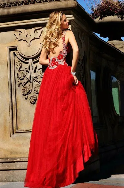 Новинка vestidos формальное сексуальная спинки v-образный вырез элегантный бисероплетение цветы ну вечеринку вечернее платье красные платья выпускного вечера