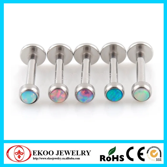 316L хирургическая сталь опал Labret ювелирные изделия из опала 16 Калибр 1,2x8x3 мм Лот из 10 ювелирных изделий для тела