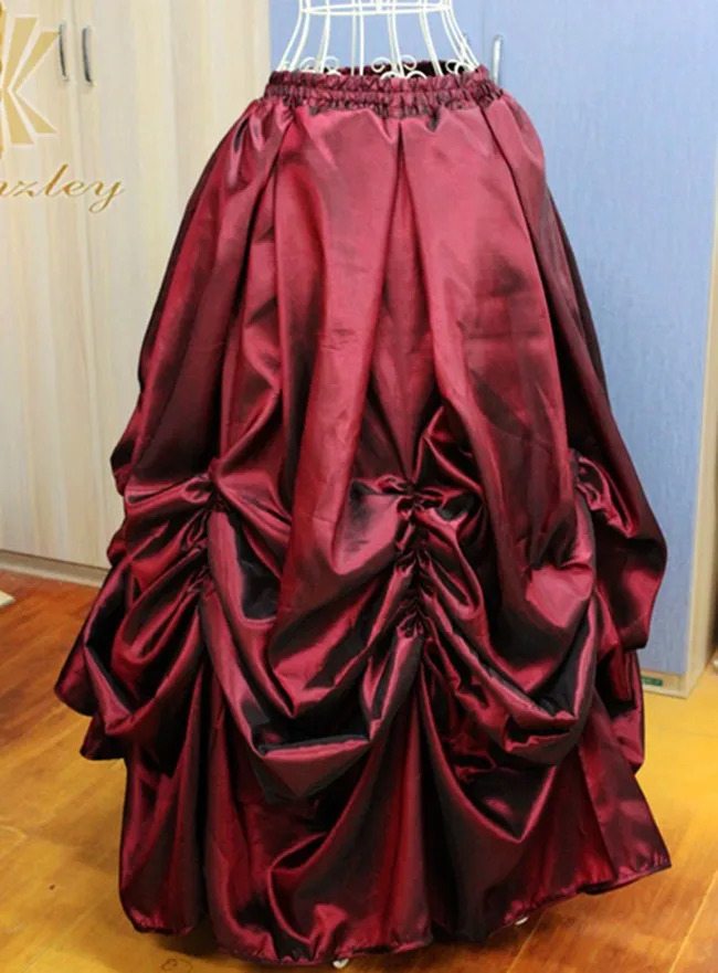Black And Wine Red Long Maxi Skirt For Women (1)