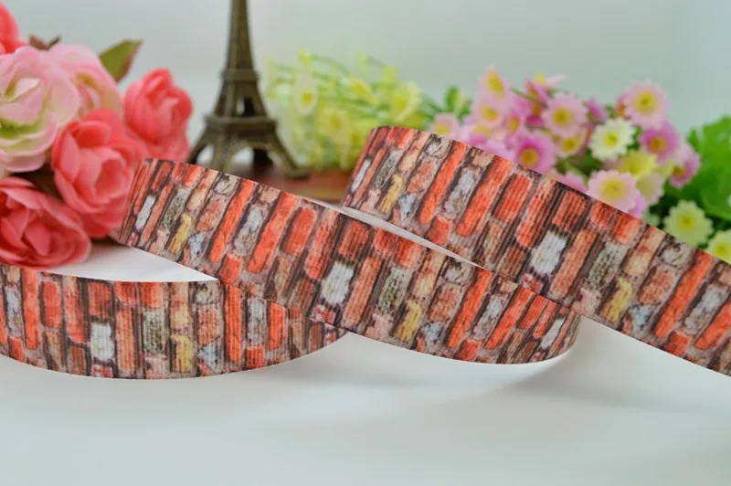 DUWES 7/" 22 мм кирпич напечатанный grosgrain лента, лента для волос «сделай сам» ручной работы материалы одежды 50 ярдов OEM
