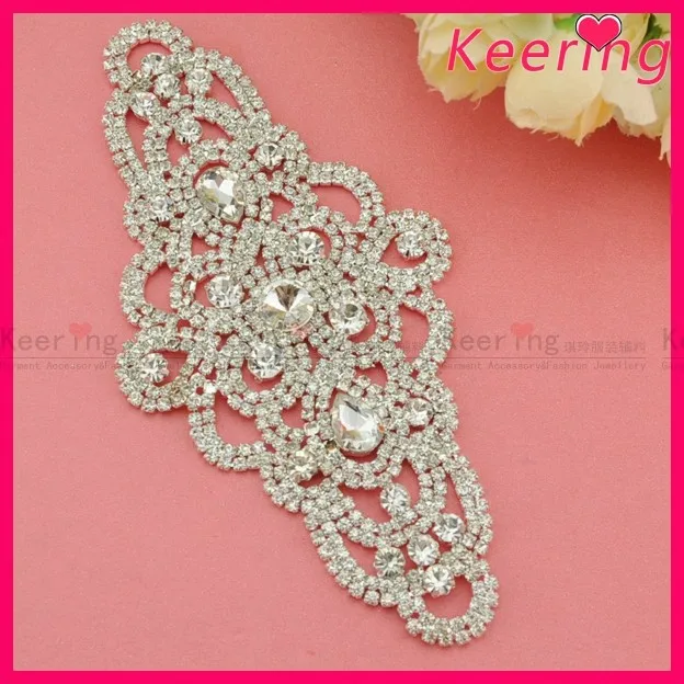 Серебряный Кристалл Rhinestone Аппликации Нашивки Свадебный Rhinestone Аппликация Свадебное Аппликация в горный хрусталь WRE-134