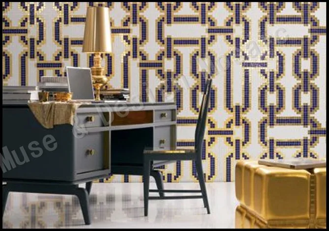 Индивидуальный заказ цепи синий белый стеклянная мозаика tile_kitchen щитка стены ванной плитка бассейн обои