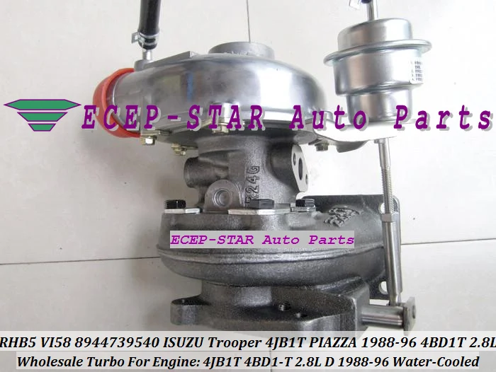RHB5 VI58 8944739540 Water-Cooled TURBO Turbocharger Fit For ISUZU Trooper 4JB1T PIAZZA 1988-1996 4BD1-T 2.8L D With Gaskets (4)