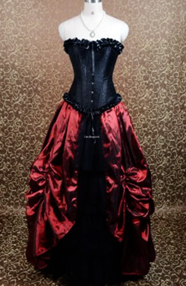 black and red gothic burlesque corset prom gown - devilinspired.co.uk-f70587 (1)