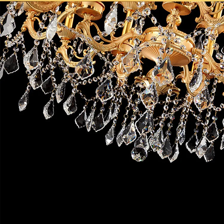 Кафе золото Хрустальная люстра для освещения 15-arm дома старинные led Люстра для гостиниц и столовых Ретро Крытый настенный светильник E14 led candelabro
