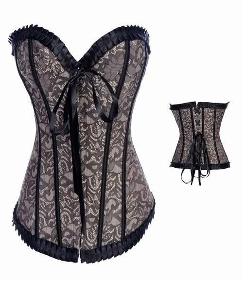 Сексуальный кружевной корсет на бюст с косточками Бюстье Топ талии Cincher Shaper Corsetlet