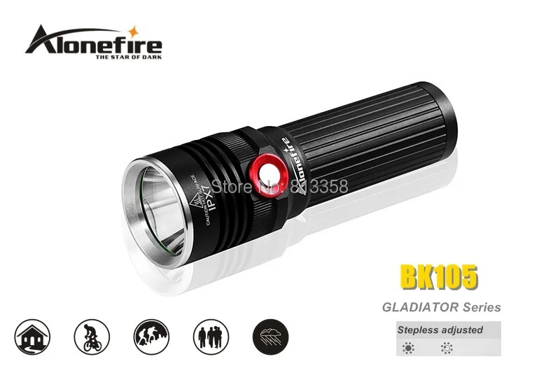 AloneFire Гладиатор серии BK105 CREE XM-L2 светодиодный 3 режима Бесступенчатая Регулируемая светодиодный фонарик для 1x18650/3xaaa