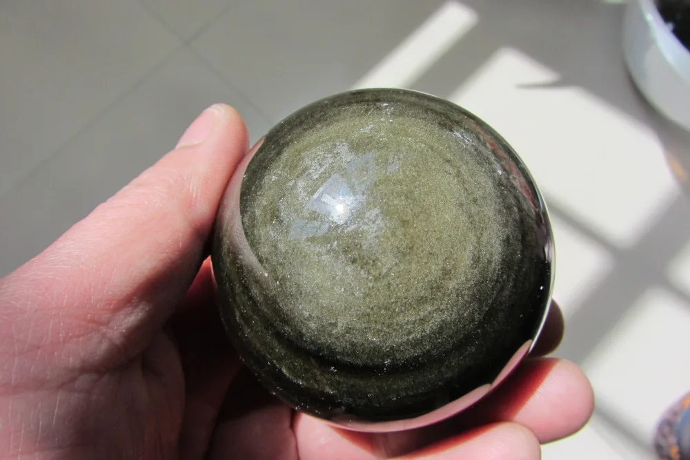 353.7 г Природные обсидиана POLISHED СФЕРА BALL Отличительной Исцеление