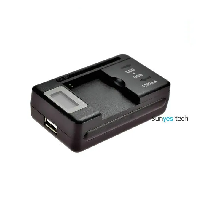 100 шт./лот универсальные ЖК-дисплей+ USB Порты и разъёмы 1250 мА/ч, Батарея стенового путешествия Зарядное устройство для смарт мобильный телефон PDA Быстрая