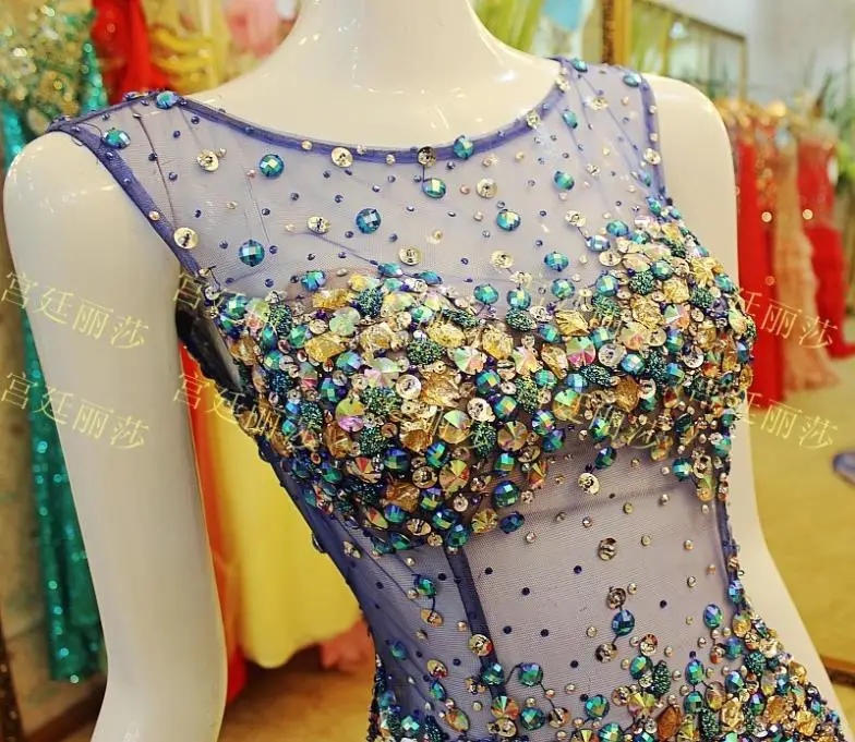 Роскошный кристалл rhinestone свадебные платья формальные невесты красный длинные сексуальные вечерние платья партии платья пром платья