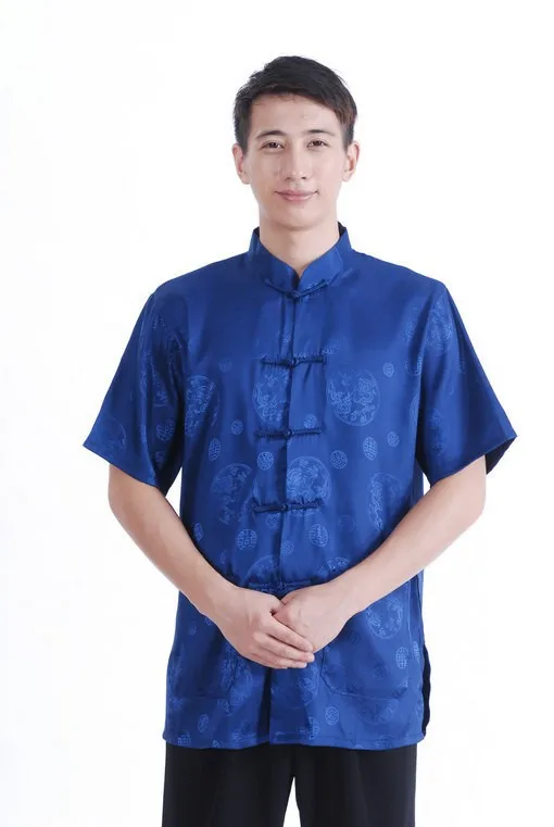Шанхай история новая распродажа атласная китайская рубашка Китайская традиционная одежда для китайского кунг-фу Рубашка мужская китайская рубашка M2066
