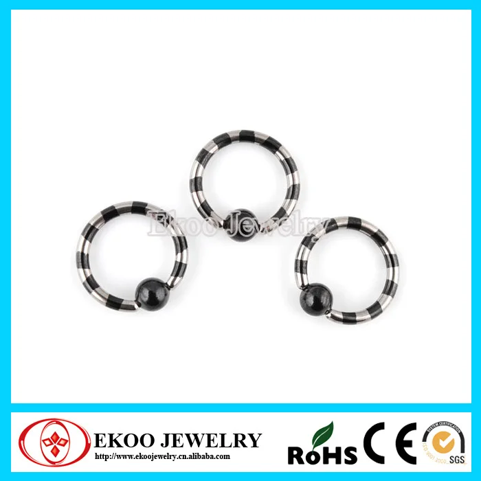 14032006T Titanium Plated Over 316L Surgical Steel Striped Captive Bead Ring.jpg