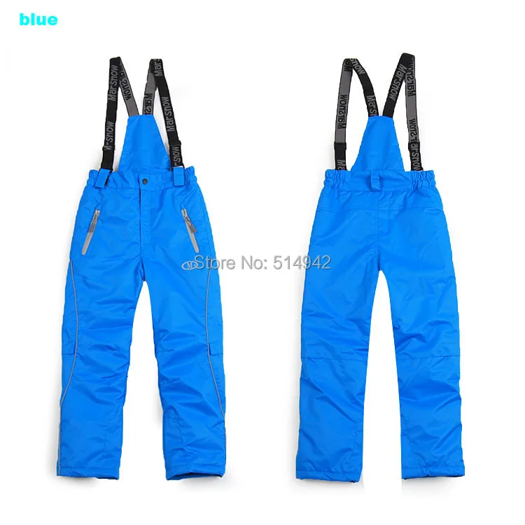 110-164 зимние водонепроницаемые ветрозащитные теплые двухслойные брюки для мальчиков и девочек спортивные штаны на лямках для детей
