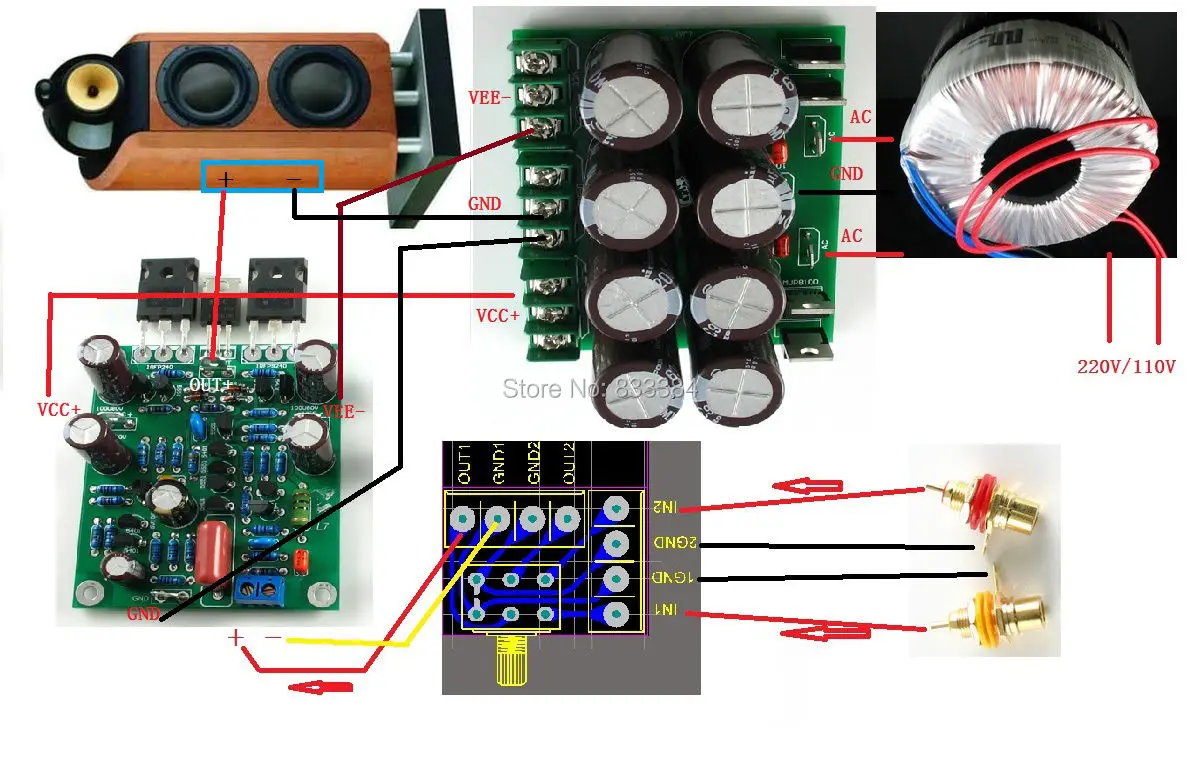 Класс AB L7 MOSFET аудио усилитель мощности платы DIY KIT двухканальный 300-350 Вт X2
