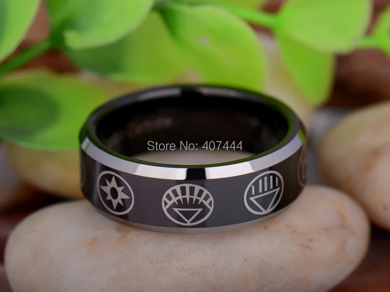 Бесплатная доставка YGK Jewelry Лидер продаж 8 мм черный два тона зеленый Фонари Darkest Night Вольфрам обручальное кольцо из карбида