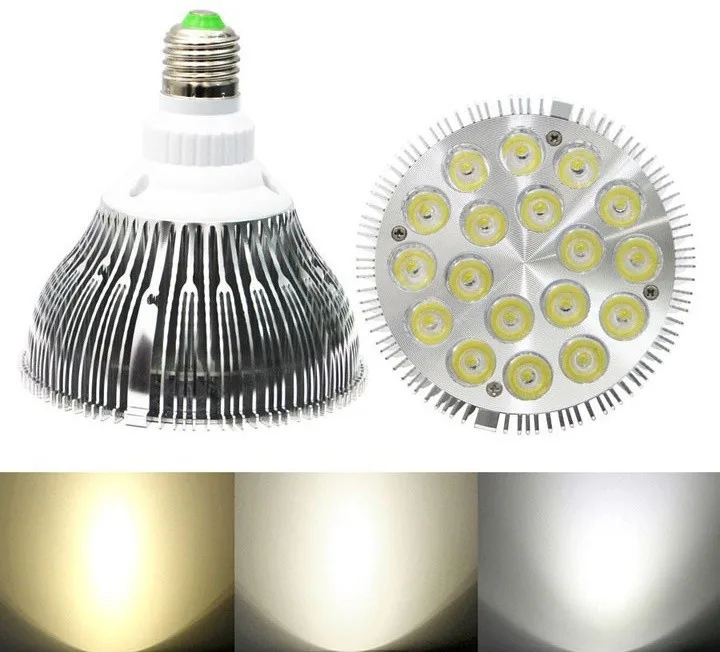 Ультра-яркий E27 затемнения PAR38 светодиодные лампы 86-265 В 18x2 Вт 36 Вт LED номинальной света для трека