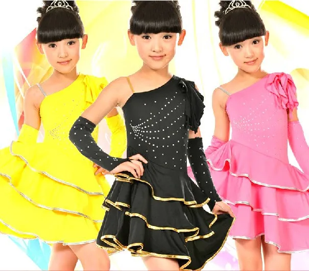 Детская Одежда для танцев для девочек латинская Одежда для танцев неравные платье для танцев танцевальные костюмы