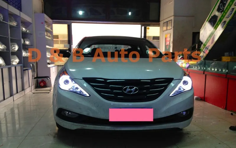 1 пара популярных светодиодных фар передние лампы с световой панелью для hyundai Sonata 2010'-up
