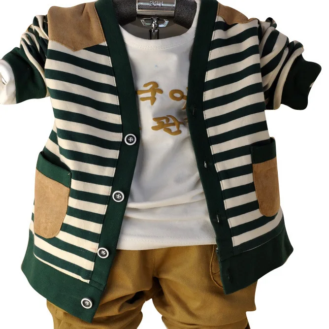 Anlencool/Коллекция 2019 года, пальто Roupas Meninos, новая Корейская одежда для малышей, весенний кардиган в полоску из трех предметов, брендовая