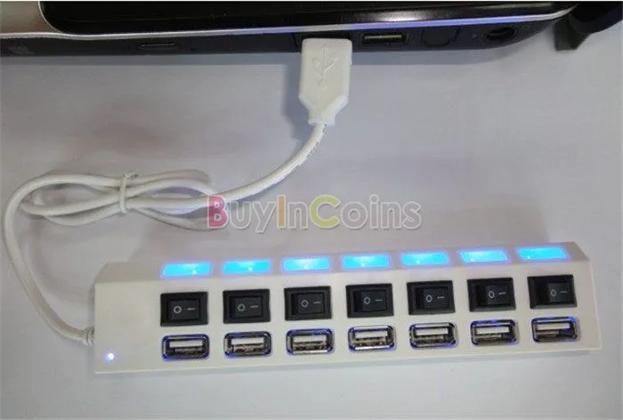 1 шт. 7 портов вкл/выкл переключатель USB 2,0 концентратор Высокоскоростной ноутбук ПК#5649