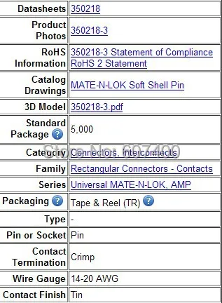 350218-3 CONN pin 20-14awg ИНН umnl TYCO TE AMP корпусов разъемы клеммы 100% новое и оригинальное части