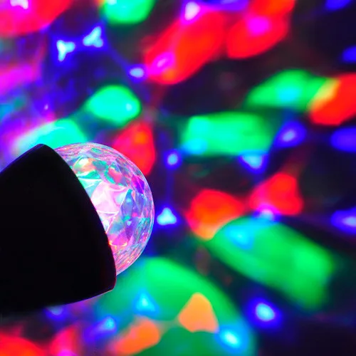 100 шт./лот Бесплатная доставка 3 Вт AC85-265V E27/B22 RGB светодиодные лампы Авто вращающийся для Танцы номер партии украшение rgb свет