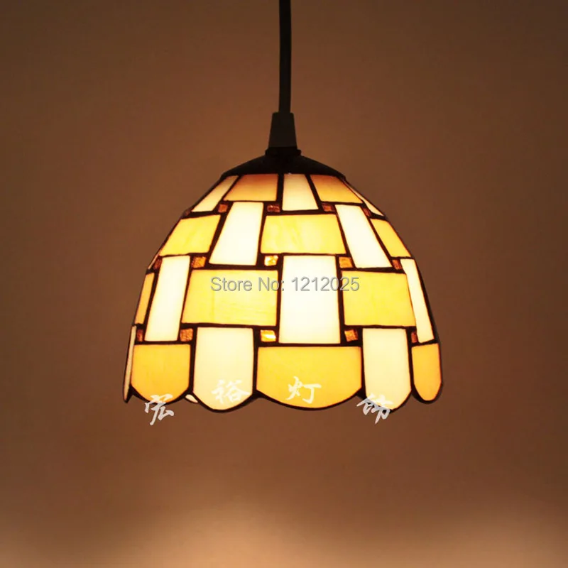 Retro Tiffany Style Pendant Lamp Stripe Stained Glass Lampshade For Retro Tiffany Style Pendant Lamp Stripe Stained Glass Lampshade For