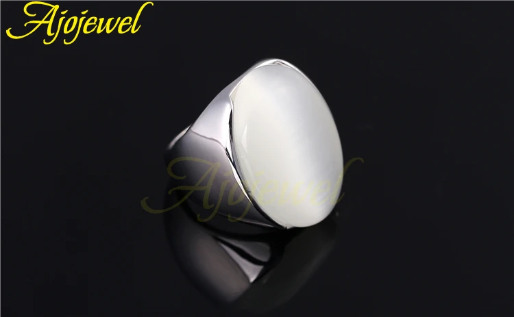 Ajojewel Размер 7-10 одиночные большие белые опаловые каменные кольца на палец, мужские и женские модные ювелирные изделия оптом
