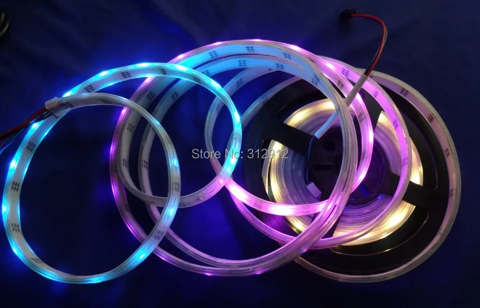 5 м DC5V IP65 WS2812B светодиодный цифровой полосы, 30 шт. WS2812B/M с 30 пикселей; 36 Вт белый pcb; IP68; эпоксидная смола заполнены в трубки