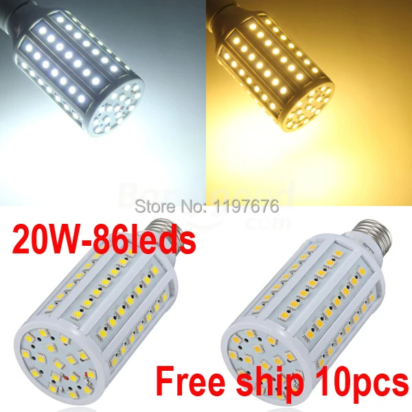 Лидер продаж! E27 86 SMD 5050 20 Вт кукурузы светодиодные лампы 20 Вт энергосберегающие светодиодные лампы 110 В/220 В (Бесплатная доставка/гарантия 2